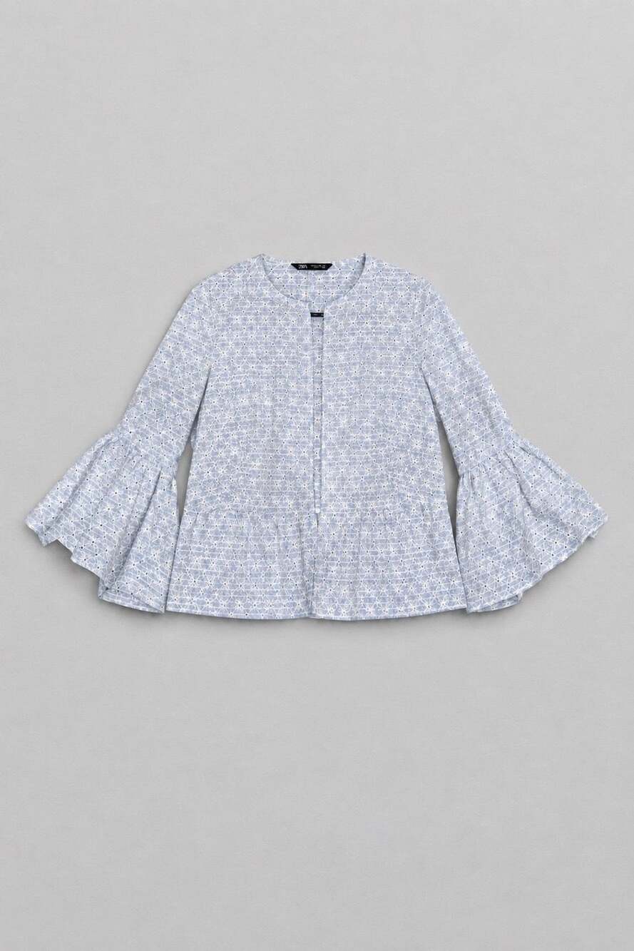 Zara Embroidered Eyelet Ruffle Jacket Size M